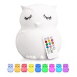 Lumipets Owl Silicone Night Lamp | Rechargeable Nursery Night Light for Kids, Portable Color Changing LED Nightlight - Break Resistant, Eye Caring, Adjustable Brightness & Color and Time Setting