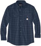 Carhartt Men's Loose Fit Midweight Chambray Long-Sleeve Plaid Shirt, Dark Blue