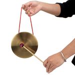 probeninmappx 1 Set Hand Gong Cymbals Band Rhythm Percussion Instrument Portable Copper Gong with Stick