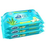 Glider Face Cleansing Wipes | Hydrating & Moisturising Facial Wipes with Cucumber, Aloe-Vera & Vitamin E | 25 Wipes | (Pack of 3 (75 Wipes))