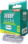 Derby Extra Double Edge Safety Razor Blades, Silver, 100 Count (Pack of 1),Package May Vary