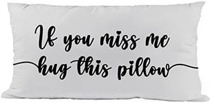 ZNGFON If You Miss me Hug This Pillow Couple Heart Long Distance Gift New Home Decorative Soft Throw Pillow Case 20x12 inch Valentine's Day Birthday Gifts for Girlfriend