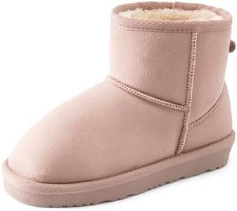 DREAM PAIRS Girls Boys Boots Kids Winter Ankle Faux Fur Lined Snow Shoes FuzzyClassic Kid's Low Boot for Toddler/Little Kid/Big Kid,Size 13 Little Kid,Pink,KSB214-1