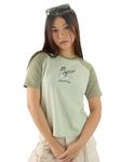 The Souled Store Official Bugs Bunny: That's All Folks Women and Girls Short Sleeves Round Neck Green Graphic Printed Cotton Relaxed Fit T-Shirts