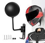 motofans helmet stand, Rotation Metal Helmet Holder Wall Mount, Helmet Holder Bike with 2 Hooks Helmet Hanger for motorbike, Caps, Baseballs, Rugby Helmet (Black,1PCS)