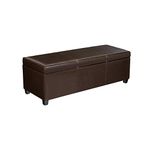 First Hill Madison Rectangular Faux Leather Storage Ottoman Bench, Large, Espresso Brown