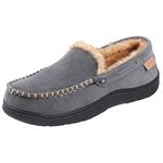 Zigzagger Men's Microsuede Moccasin Slippers Memory Foam House Shoes, Grey,11 UK