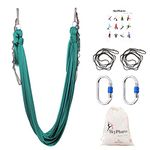 SKYPHAROS 5.5 Yards Aerial Silks Yoga Swing Set - Aerial Yoga Hammock Kit Anti-Gravity Flying Trapeze for Fitness, Low/Non Stretch Nylon Tricot Fabric Hardware Included for Dance