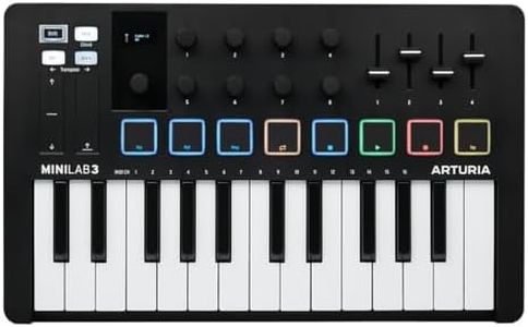 Arturia - MiniLab 3 - Universal MIDI Controller for Music Production, with All-in-One Software Package - 25 Keys, 8 Multi-Color Pads - Black