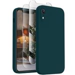 XXDD for iPhone XR Case,[Square Edges][Camera Protection] Silicone Upgraded Shockproof Protective Phone Case with [2X Screen Protectors],Soft Anti-Scratch Microfiber Lining, 6.1 inch, Teal