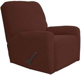 Easy-Going Stretch Recliner Slipcovers, Sofa Covers,4 Pieces Furniture Protector Elastic Bottom,Straps, Couch Shield Pocket,Polyester Spandex Jacquard Fabric Small Checks (Recliner,Coffee)