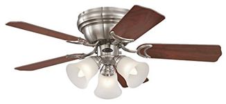 Westinghouse Lighting 72073 Contempra Trio 90 cm Brushed Nickel Indoor Ceiling Fan, Light Kit with Frosted Glass