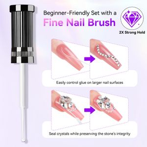 Makartt 3D Nail Rhinestone Glue Gel Kit – Dual Head, 2 x 8ml Adhesive
