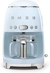 Smeg DCF02PBUK Drip Coffee Machine, Auto-Start Mode, Reuseable Filter, Digital Display, Anti-Drip System, Aroma Intensity Option, 1.4 Litre Tank, Pastel Blue