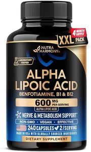 Alpha Lipoic Acid 600mg - ALA Supplement Antioxidant for Nerve, Energy & Metabolism Support - Extra Strength with Benfotiamine, Vitamins B1 & B12 - Lab Tested, NON-GMO & Vegan - 240 Capsules