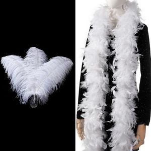 Larryhot 45g White Feather Boa and 16-18 inch White Ostrich Feathers