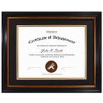 Golden State Art, 11x14 Frame for Diploma/Certificate, Sawtooth Hangers for Wall Mounting with Real Glass, Black Gold & Burgundy Molding, (Black Over Gold Double Mat for 8.5x11 Diploma)