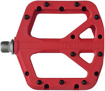 FIFTY-FIFTY Mountain Bike Pedals, Non-Slip MTB Nylon Composite, 9/16" Bicycle Pedals, Lightweight and Wide Flat Platform (Red)