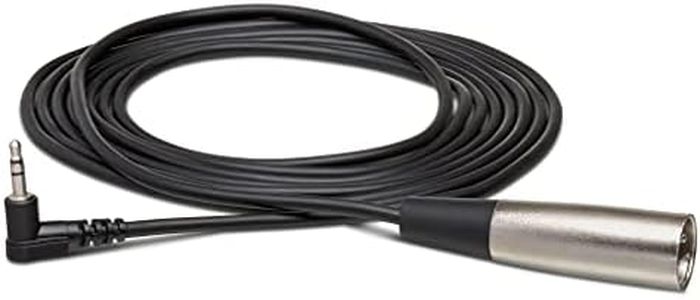 Hosa XVM-110M Right-Angle 3.5 mm TRS to XLR3M Camcorder Microphone Cable, 10 Feet Length