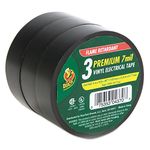 Duck Brand 299004 Professional Electrical Tape, 0.75-Inch by 50-Feet, 3-Pack of Rolls, Black