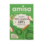 Amisa Organic Gluten-Free Pure Porridge Oats Apple & Cinnamon, 300g - High in Fibre & Gluten Free - The Perfect Breakfast Cereal