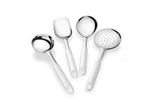 Tiara - Pride 4pc Serving Spoon Set (1pc Ladle,1pc Square,1pc Round,1pc Skimmer) Kitchen Tools Heavy Guage Rice Spoon (4pc Set)