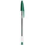 BIC Cristal ORIGINAL Medium Daily BALLPOINT PENS Biros 1.0 mm Everyday Essay Writing Home School Office Stationery Supplies Clear Barrel 4 Colours BLACK RED BLUE GREEN RGB Stick Pen (GREEN, 10 X PENS)