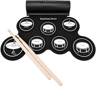 Powerpak G3001L-P Electronic Drum Kit Built-in Li-Battery 2000mAh Roll Up Drum Pad Portable Rechargeable Drum Kit with Headphone Jack Built-in Dual Speaker 2x Drum Pedals 2x Drum Sticks