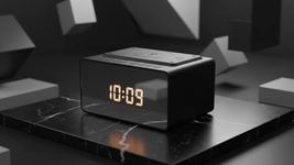 JVD Wave Smart Digital Alarm Clock with Wireless Charging and Bluetooth Speaker | Dual Alarm | Dimmable LED Display | Black
