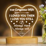 Attivolife Wife Gift Lamp, I Love You 3D Illusion Night Light, Wife Warm Gift with Button, Romantic Room Bedside Decoration Wedding Souvenir Valentine's Day Birthday Present for Lover