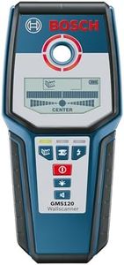 BOSCH GMS 120 Wall Scanner with Modes for Wood, Metal, and Live Wiring, Includes 9V Battery, Hand Strap, & Pouch