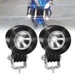 Biqing 2Pcs 10W Motorcycle Spotlights White,2 Inch motorcycle Fog Light lamp Additional Lights Motorcycle Headlight LED Auxiliary Lights 12V 24V for Truck Off Road 4X4 ATV