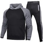 Mens Tracksuit Set Sweatshirt with Hooded Pocket Jogging Bottoms Sets 2 Piece Athletic Contrast Sweat Suits Gym Exercise Sportwear Loose Casual Sports Tracksuits for Men UK