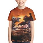 MUKASY Dinosaur Monster Shirt Youth Funny 3D Short Sleeve Shirt L