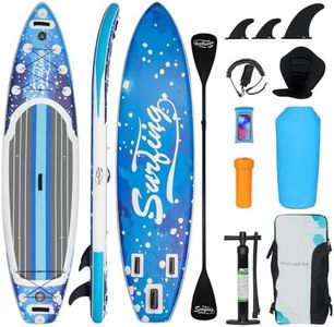 YUSING Inflatable Paddle Board with Seat, 11' x 33'' x 6" SUP, Extra Wide Paddle Boards for Adults, Non-Slip Deck Stand Up Paddle Board with Kayak and SUP Accessories, 3 Removable Fins (Colorful Blue)