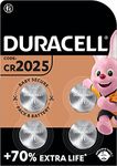 4X Duracell CR 2025 With Lithium (1 Blister Pack Of 4 Batteries) 4 Batteries