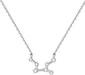 ChicSilver White Gold Plated Sterling Silver Astrology Constellation Horoscope Zodiac Necklace 16-18" - Virgo