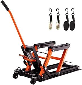 VEVOR Hydraulic Motorcycle Lift Jack, 1500 LBS Capacity ATV Scissor Lift Jack, Portable Motorcycle Lift Table with 4 Wheels, Hydraulic Foot-Operated Hoist Stand for Motorcycle ATV UTV Powersports