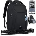 Camera Backpack, Professional Camera Bag for DSLR SLR Waterproof 15.6 Inch Laptop Backpack with Rain Cover & Tripod Holder Anti Theft Camera Case Large Photography Backpack for Men Women, Black