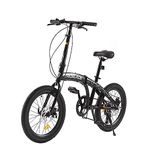 LSBIKE Folding Bike, 20Inch Foldable Bike Bicycle 7 Speed Drivetrain Road bike Disc Brake City Bike for Adult Lightweight Portable bike for Women Men Teenager (BlackGrey)