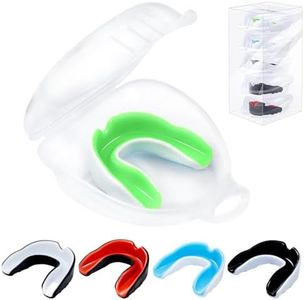 MENOLY 5 Pack Youth Mouth Guard Sports Mouth Guard for Kids Double Colored Kids Gum Shield for Football Basketball Boxing MMA Hockey with Free Case