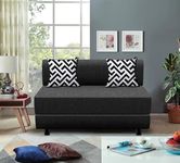 Cloudyfeel Leg Sofa Cum Bed Sofa | 2 Seater | Sofa Bed 4X6 Feet, Foldable Sofa Bed with Cushion for Living Room - Jute Fabric - Black Color