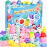 twoonto Mini Squishy Pack, Soft Mochi Squishy Toys 36 Pack Moji Fidget Toys, Mini Kawaii Animal Squishies Party Bags Filler Mini Stress Relief Toys for Kids Adults Christmas Birthday Gift