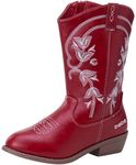 bebe Girls Cowboy Boots, Classic Western Cowboy Boots, Mid Calf Boots for Toddler, Girls and Big Kids(5T-7), Red, 12.0 cm W