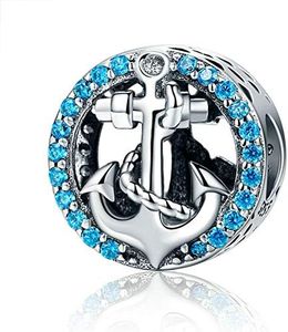 Ciondolo a forma di ancora, in argento Sterling 925, per anniversari, compatibile con bracciali Pandora (E)