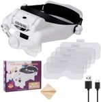 1.0X 1.5X 2.0X 2.5X 3.5X 8X lighted head mount jewelers magnifier headband jewelry making loupe headset reading close work crafts sewing magnifying glasses -LED light interchangeable Lens