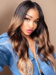 UNice Hair 10A Grade Ombre Body Wave Hair 3 Bundles, Brazilian Remy Hair Body Wave Weave 100% Human Hair Extensions 3 Tone 1b 4 27 Color 100g/pc (22 24 26)