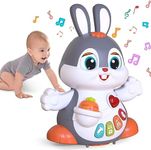MOONTOY Musical Baby Toys 6 to 12 Months,Crawling Bunny Toys for 1 Year Old Gilrs Boys Gifts, Interactive Tummy Time Toys with Music and Light,Early Educational Toys Birthday Chirstmas Gift Age 1-3