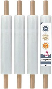 PackageZoom 20 inch x 1000 Feet Stretch Wrap with Handle, Clear Stretch Film, 4 Rolls