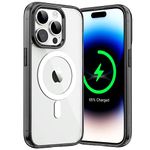 JETech Magnetic Case for iPhone 14 Pro 6.1-Inch Compatible with MagSafe Wireless Charging, Shockproof Phone Bumper Cover, Anti-Scratch Clear Back (Black)